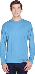 Team 365 Men's Zone Performance Long-Sleeve T-Shirt - Lightweight Athletic Wear in Light Blue