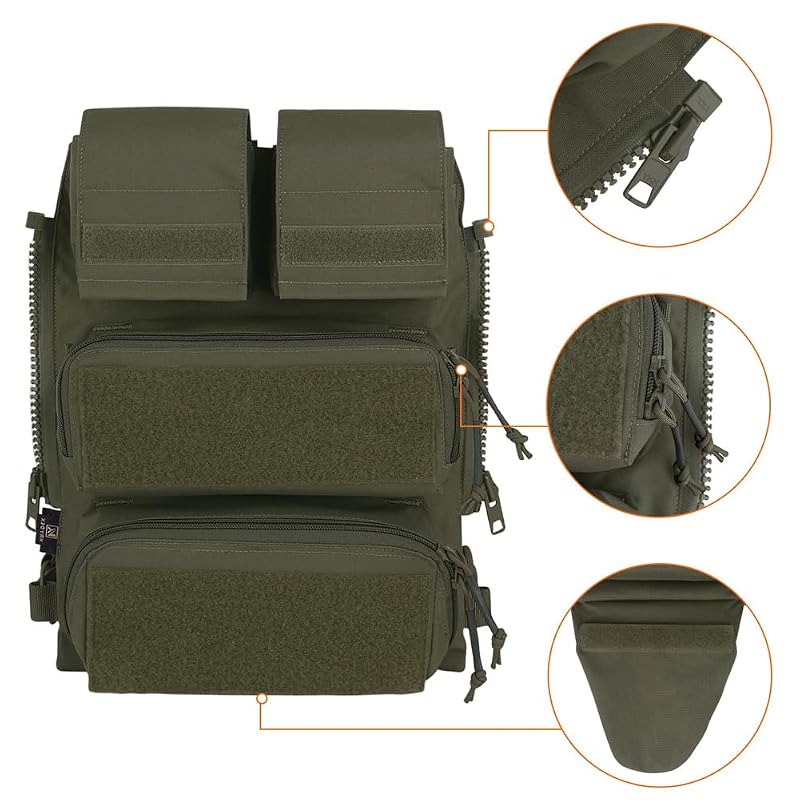 KRYDEX RG Tactical Modular Zip On Backpack for JPC2.0 CPC AVS Vest - Zipper Molle Back Panel