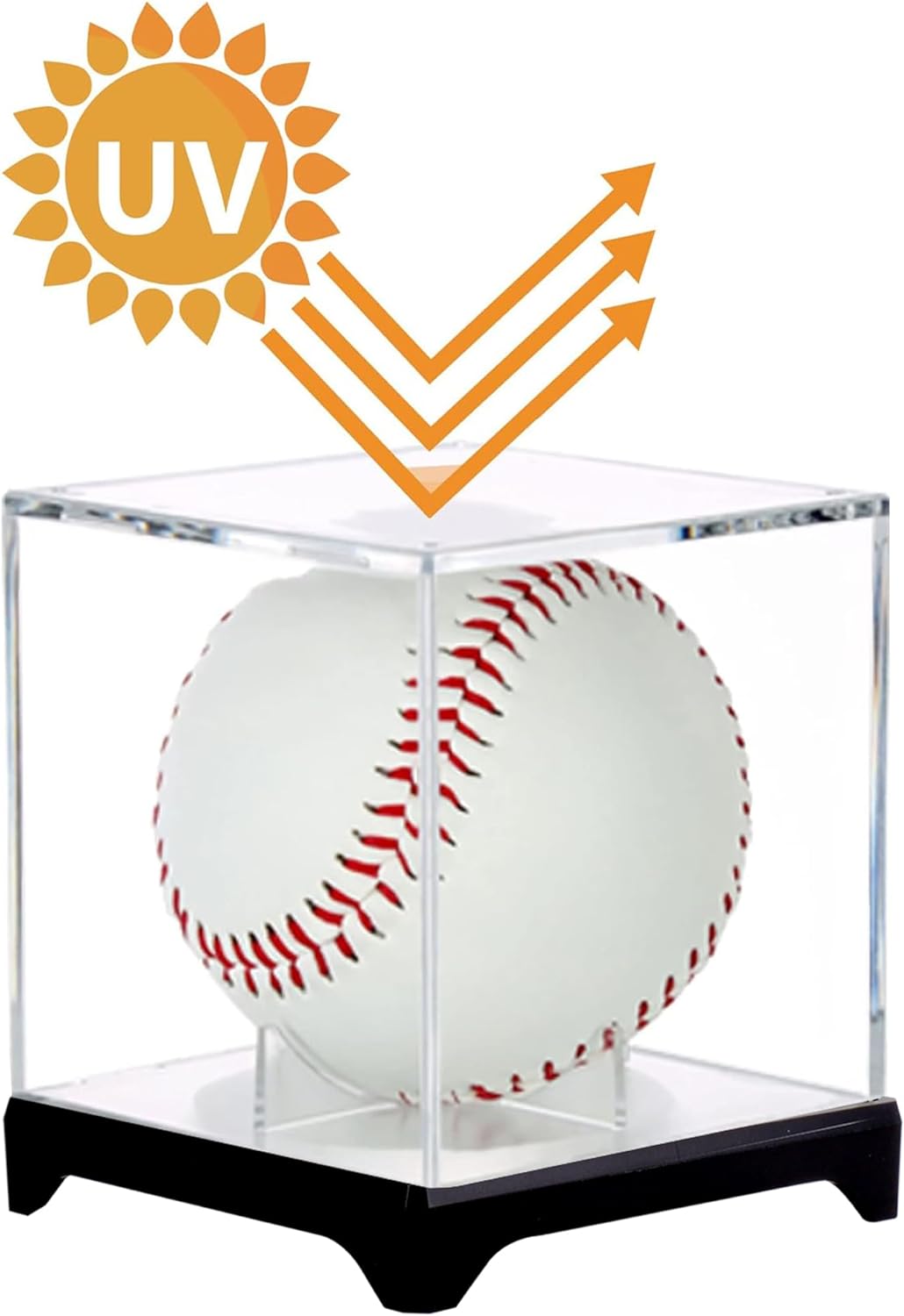 Skiennix Baseball Display Case - UV Protected Acrylic Boxes for 4 Baseballs with Base
