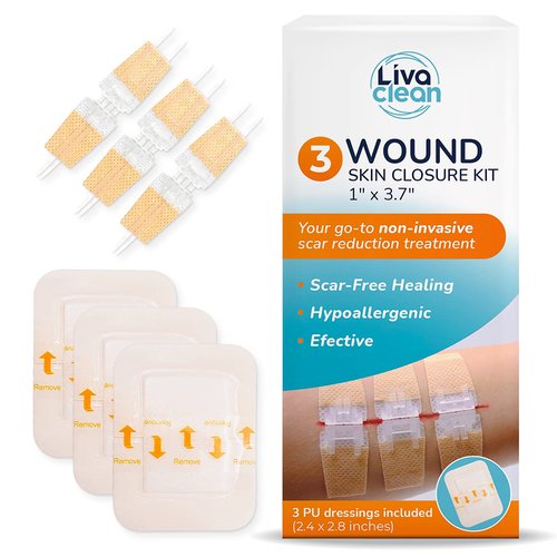 (6 CT) 1 X 3.7” Wound Closure Strips - Zip Stitch Wound Closure Kit - Butterfly Kit Device Zip Tie Skin Closuing Butterfly Bandaids Adhesive Injury-Closing Glue Steri Strips Bandages Sutures
