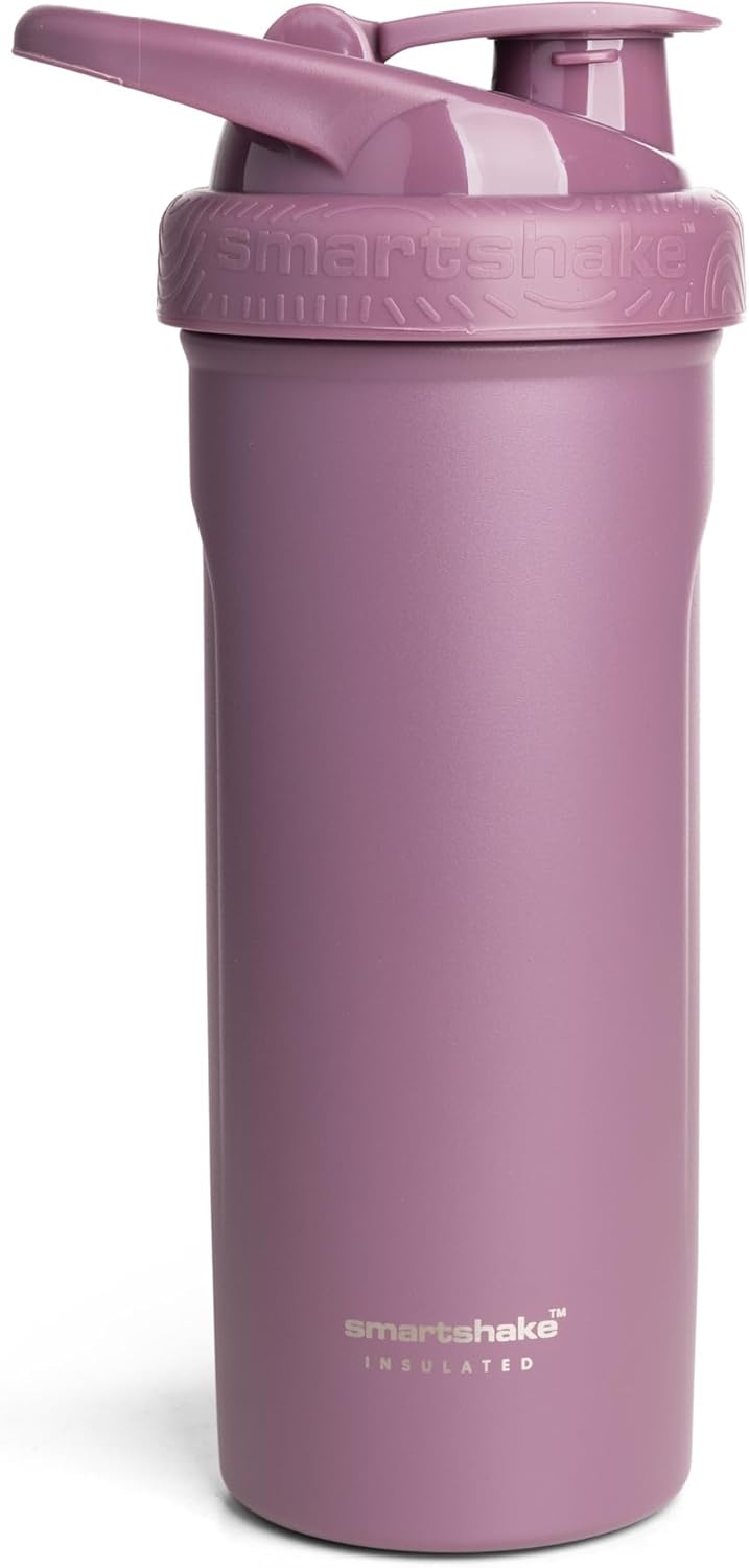 Smartshake Insulated Stainless Steel Blender Shaker Cup - 750ml Double-Walled Vacuum Bottle for Protein Shakes | BPA-Free (Dusty Plum)