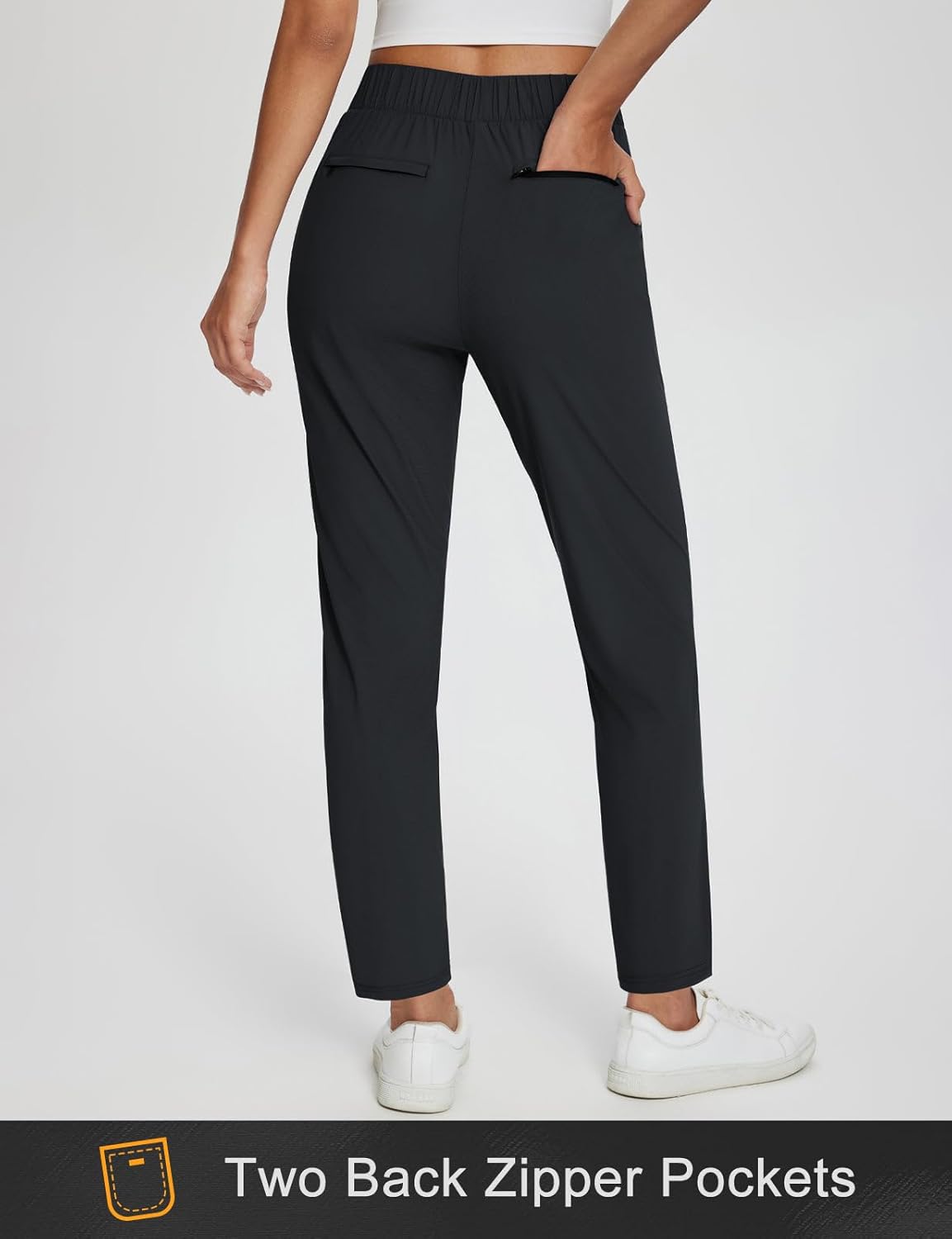 Baleaf Women's Stretch Travel Pants - Dressy Slacks with Zipper Pockets for Work & Golf | Casual Comfort