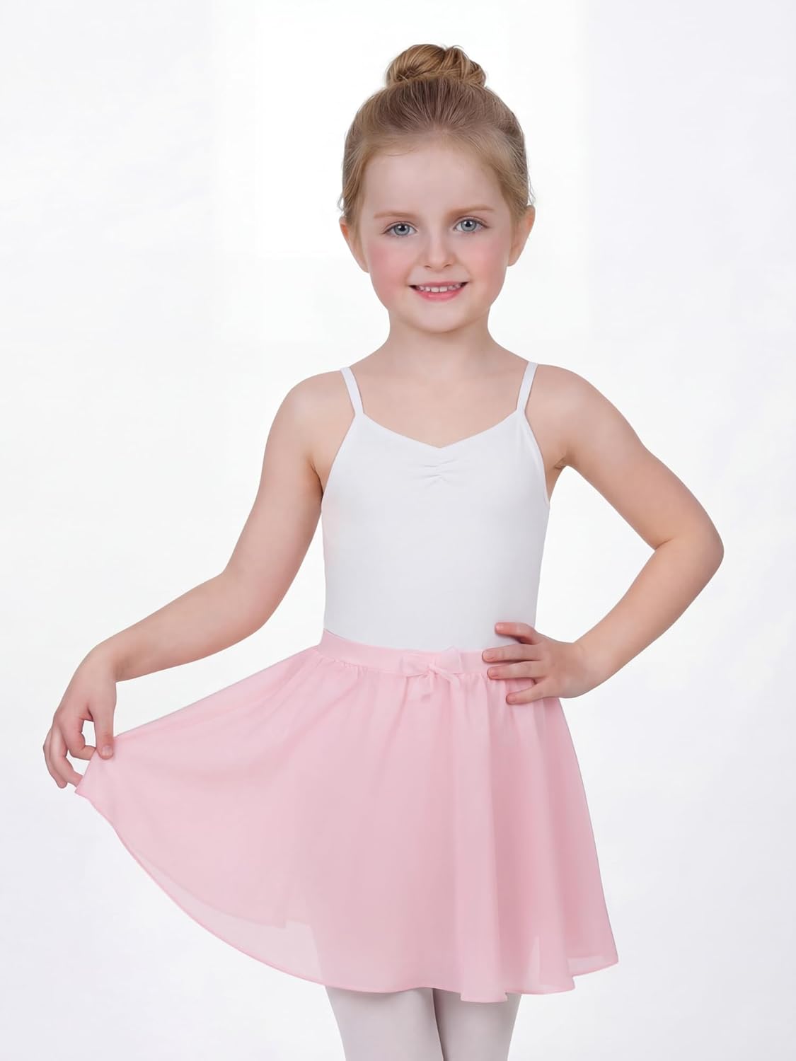 Stelle Girls Ballet Skirt - Chiffon Dance Skirt with Mesh Bowknot | Elastic Waist Pull-On Design