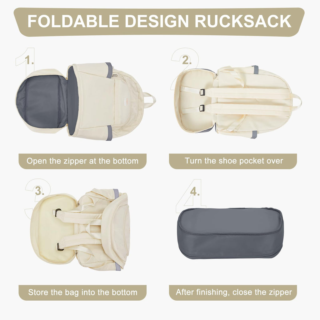 coofay Gym Backpack For Women Men Dance Sports Backpack With Shoe Compartment Waterproof Travel Backpacks Gym Bag Beige
