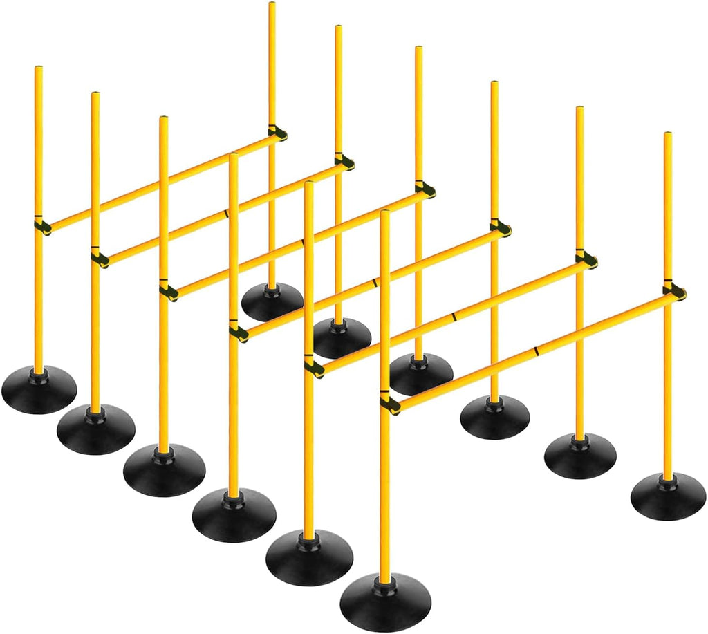 Skiennix Adjustable Height Agility Hurdle Set - Multi-Function Soccer Training Poles with Rubber Base