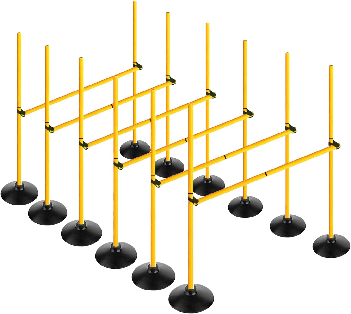 Skiennix Adjustable Height Agility Hurdle Set - Multi-Function Soccer Training Poles with Rubber Base