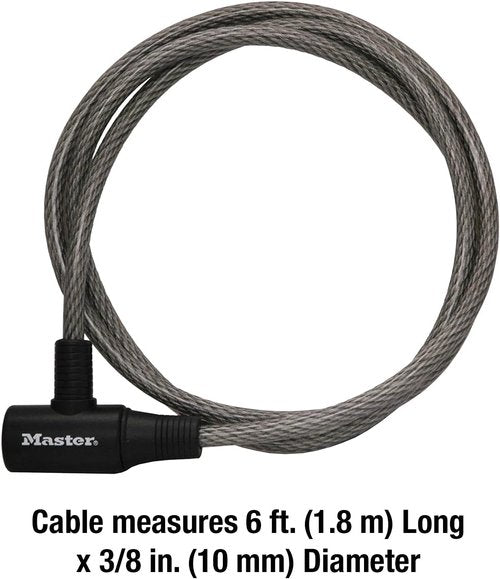 Master Lock Cable Lock - Keyed Bike Lock for Enhanced Security | 6 ft Long, Durable Design
