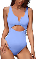 Meyeeka Women's One Piece Swimsuit - Tummy Control V Neck Monokini in High Cut Design