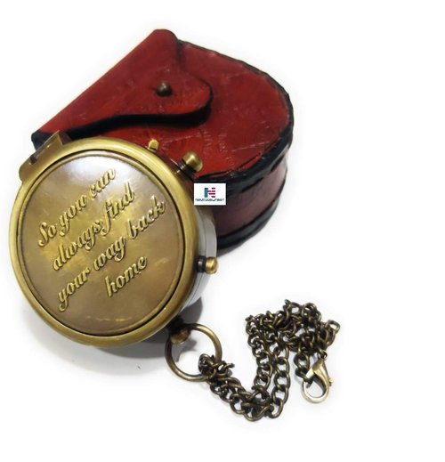 NauticalMart Brass Compass with Case – “So You Can Always Find Your Way Back Home” Engraved Gift for Boyfriend, Husband & Son | Collectible Gift, Perfect for Christmas & Holiday Gifting
