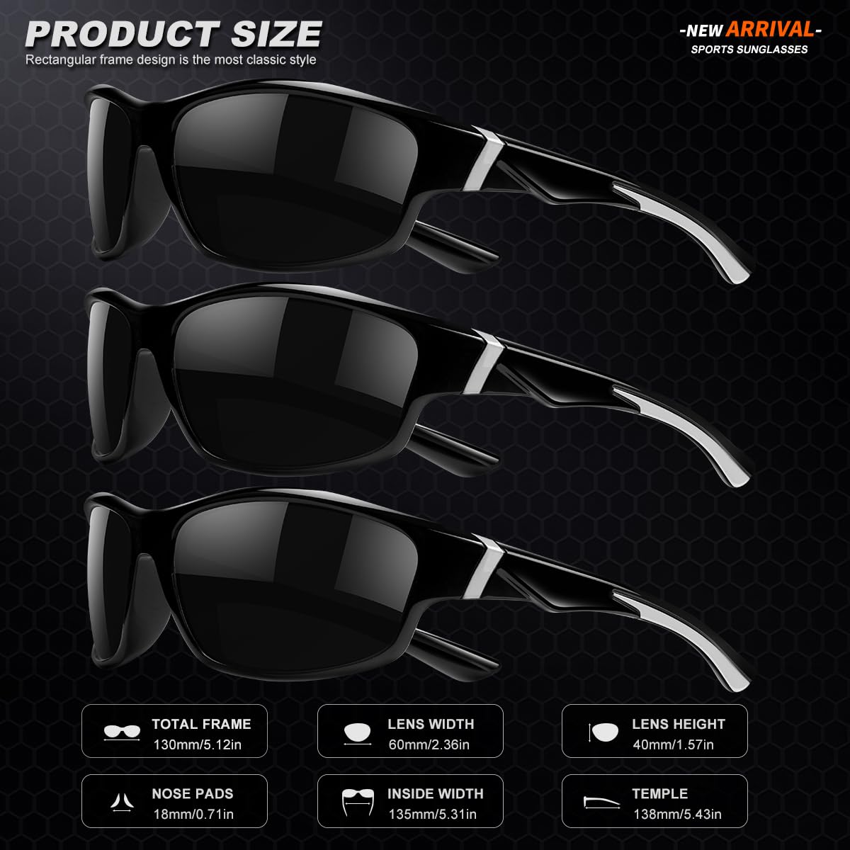 AWGSEE Polarized Sports Sunglasses for Men, UV400 Protection Lightweight Wrap Around Sun Glasses for Cycling Fishing Driving