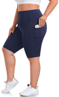we fleece Plus Size Biker Shorts with Pockets for Women - High Waisted Spandex Athletic Bike Shorts for Yoga Workout Navy