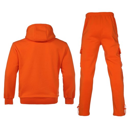 Nothinchan Men's Tracksuit 2 Piece Thick Warm Sweatsuit Set Sweatpants and Hoodie Fleece Athletic Jogging Suits With Pockets(Orange,5XL)