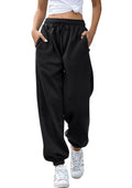 Gym Exercise Athletic Baggy Lounge Sweatpants Drawstring Cotton High Waisted Womens Sweat Pants Sports Hiking Trendy Workout Women Sweatpants Joggers Golf Yoga Pants Trousers With Pockets Black M