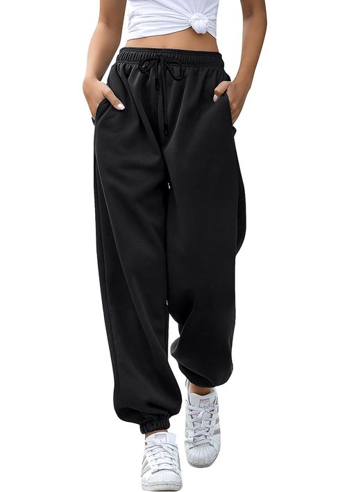 Gym Exercise Athletic Baggy Lounge Sweatpants Drawstring Cotton High Waisted Womens Sweat Pants Sports Hiking Trendy Workout Women Sweatpants Joggers Golf Yoga Pants Trousers With Pockets Black M