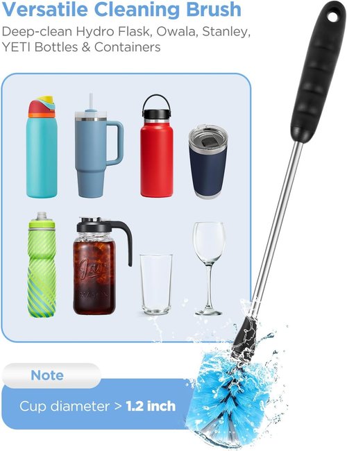 EasyAcc Water Bottle Cleaner Brush - 3 Pack Long Handle Straw & Nipple Brush for Owala, Stanley, Hydroflask