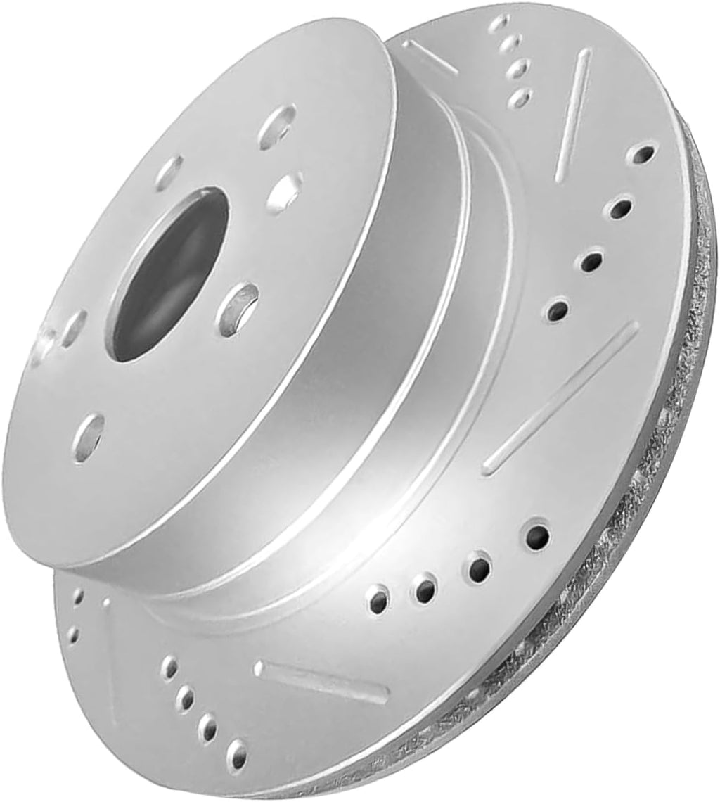 WEIZE Rear Brake Kit - Carbon Fiber Ceramic Pads & Drilled/Slotted Rotors for Chevy Equinox/GMC Terrain 2010-2017