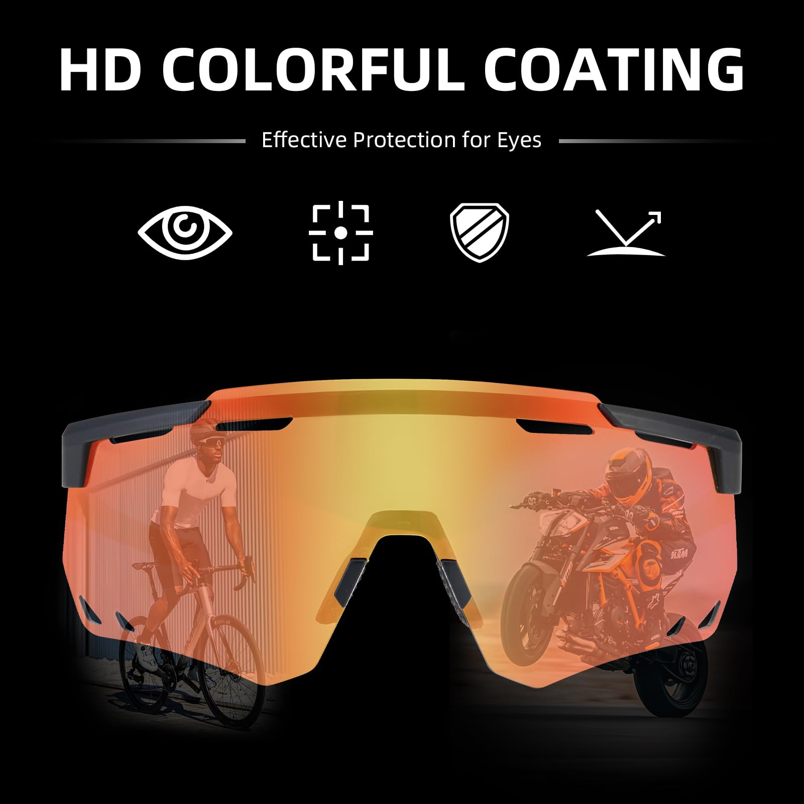 ROCKBROS Polarized Cycling Glasses, Sports Sunglasses for Men Woman, UV Protection Biking Sunglasses for Running Fishing Driving