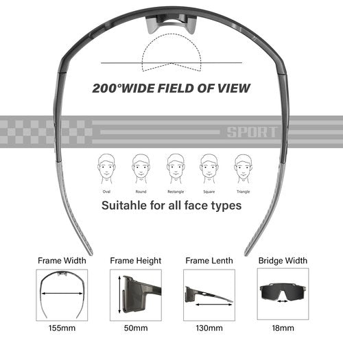 DioKiw 4pcs Polarized Sport Sunglasses Men Cycling Driving Fishing UV Protection Sun Glasses Lightweight Big Frame Mountain Bike Goggles