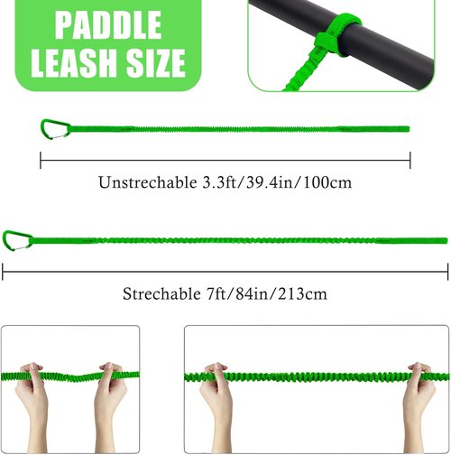 Kayak Paddle Board Tether Leash by [Brand Name] - Stretchable 3.3-7 Feet Strap with Carabiner for SUP & Fishing