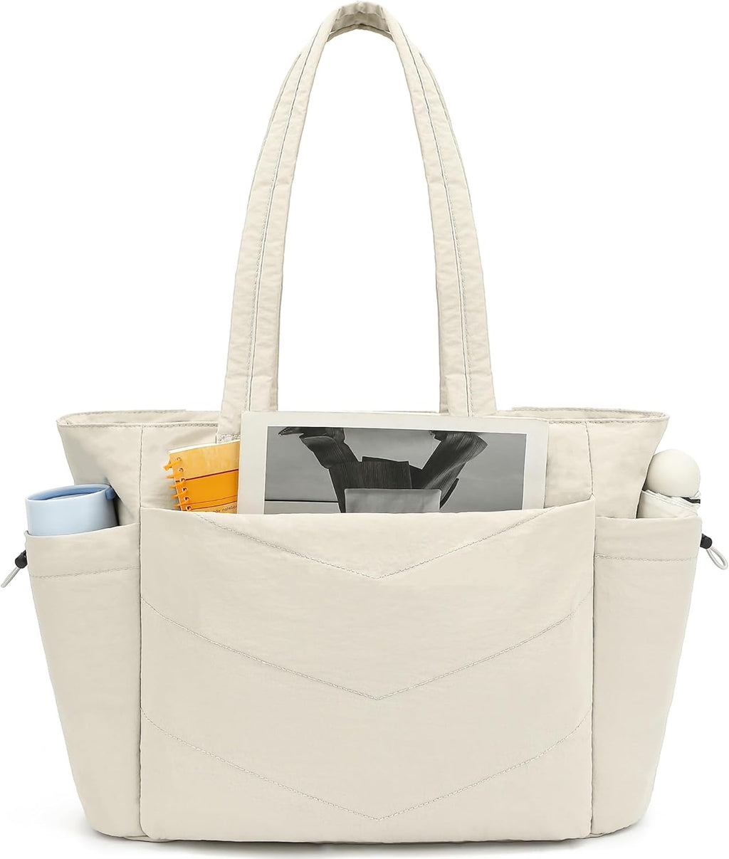 TANTOMI Puffer Tote Bag for Women - Lightweight Quilted Shoulder Bag with Zipper | Ideal for Work, Travel, Gym