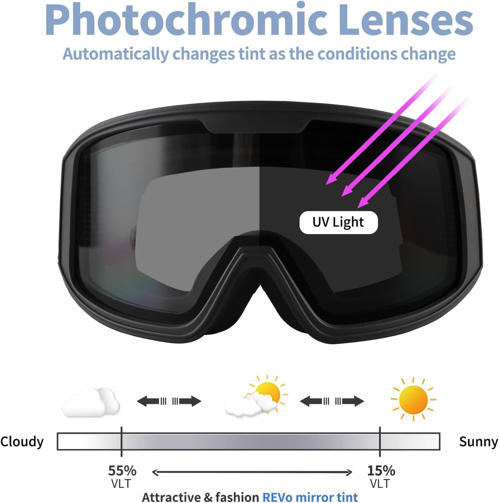 Ukoly Ski/Snowboard Goggles - HD Anti-Fog Lens, UV400 Protection, OTG Design for Men & Women