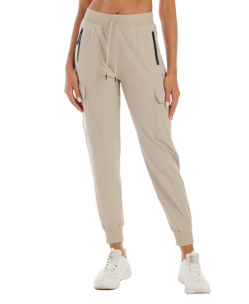 Rrosseyz Womens Cargo Pants with Pockets-Lightweight Quick Dry Water Resistant Hiking Pants for Travel Casual Athletic and Outdoor(Apricot Yellow,M)