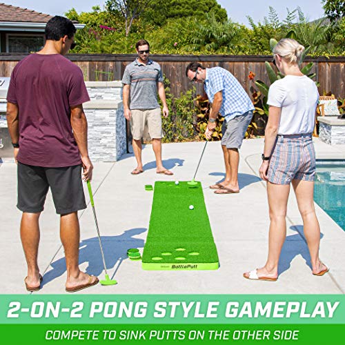 GoSports BattlePutt Golf Putting Game Set - 11 ft Backyard Putting Green with Paddles & Cups