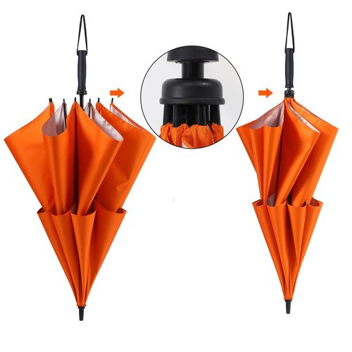 Doubwell Storm Proof Umbrella Sports Golf Umbrella 62 Inch Large Size Sturdy Umbrella UV Protection And Resist Up 55 MPH Strong Wind For Men And Women (Orange)