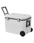 VEVOR Portable Cooler, 45 QT Wheeled Camping Cooler with Ice Retention, Heavy-Duty Handles and Cup Holder, Lightweight Rigid Material Insulated Portable Design, for Family Picnics and Long Trips