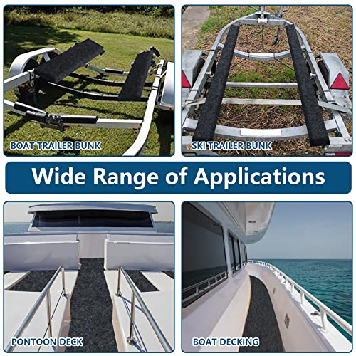 Boat Trailer Bunk Carpet 18ft x 18in - 8mm Thickness for Boat & Jet Ski Trailers (Black)