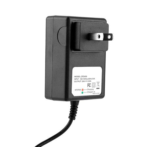 Scooter Battery, 24V 0.6A Electric Scooter Battery Black with 2 Pin Straight Plug for E100 E125 E500S PR200 US Plug 110V