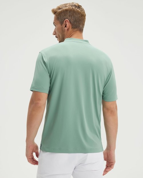 M MAELREG Men's Golf Shirts - Collarless Performance Dry Fit, Moisture-Wicking, Casual Short Sleeve Henley