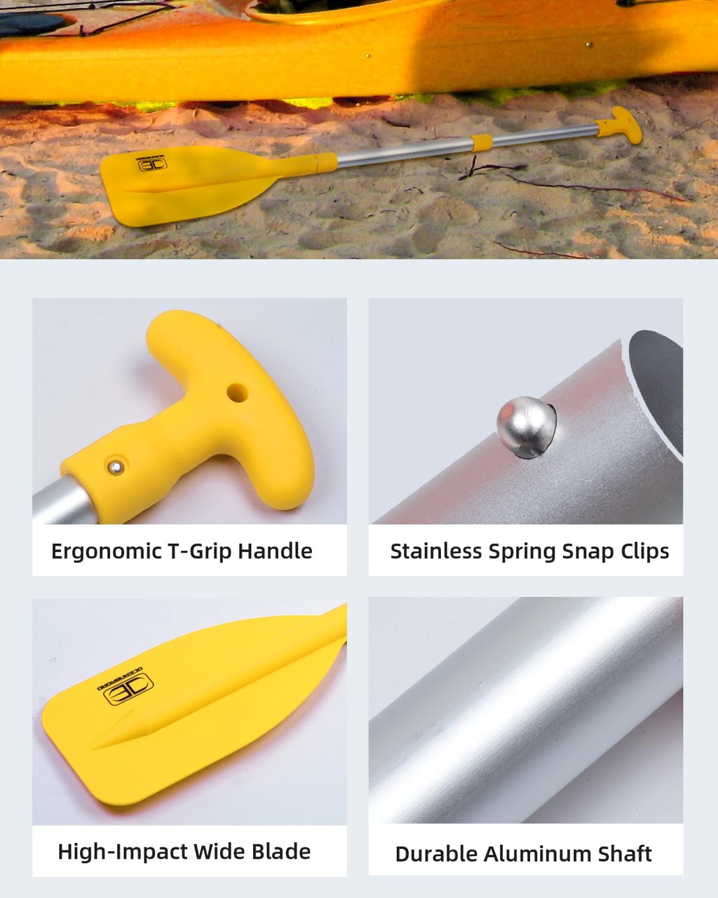 OCEANBROAD Telescoping Emergency Paddle - Adjustable 21'' to 42'' | Lightweight Aluminium Shaft for Kayaking