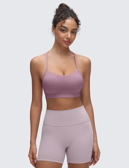 CRZ YOGA Butterluxe Y-Back Sports Bra for Women - Padded Low Impact Workout Top in Stylish Design