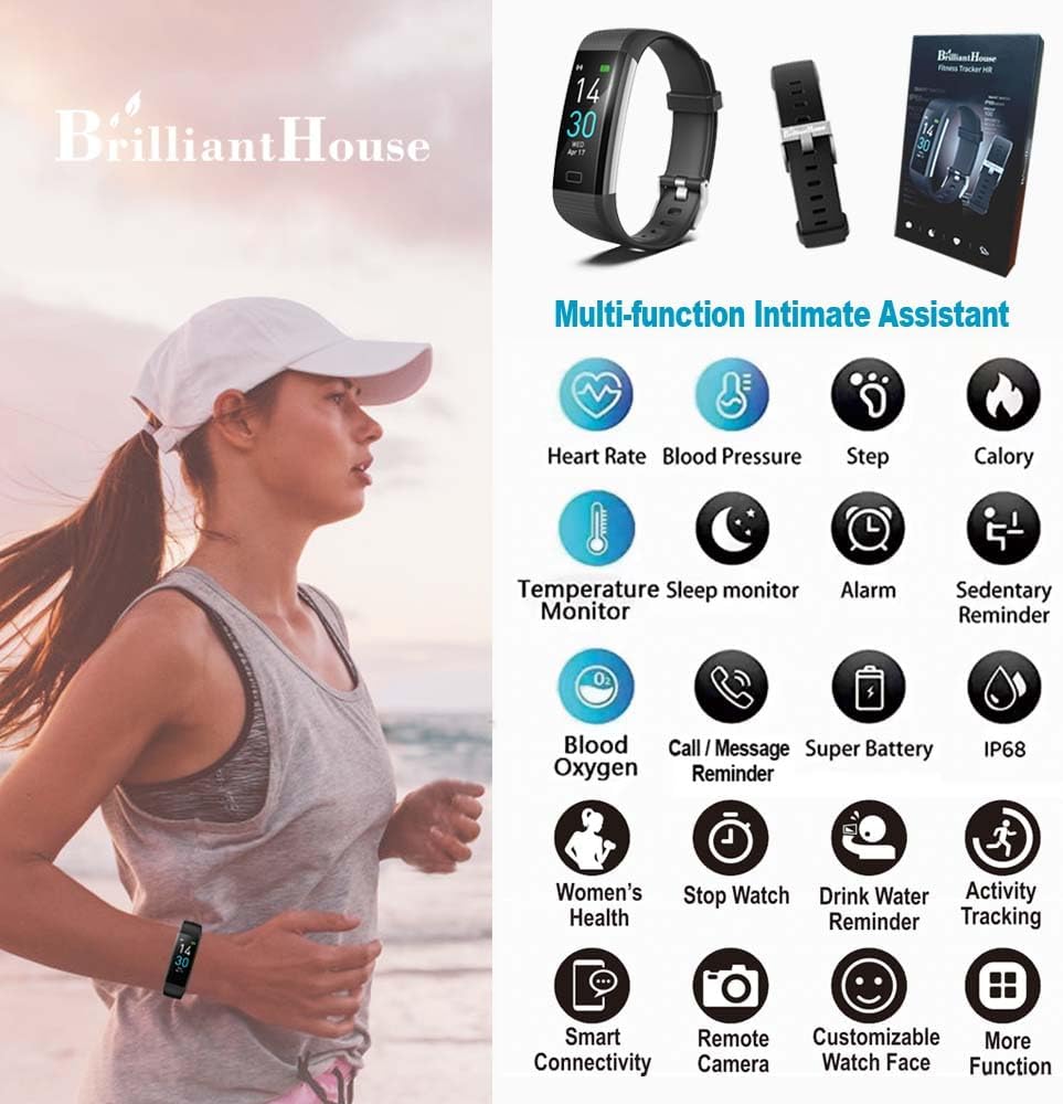 Skiennix Fitness Tracker - Heart Rate Monitor & Step Counter | IP68 Waterproof Smart Watch for Men & Women