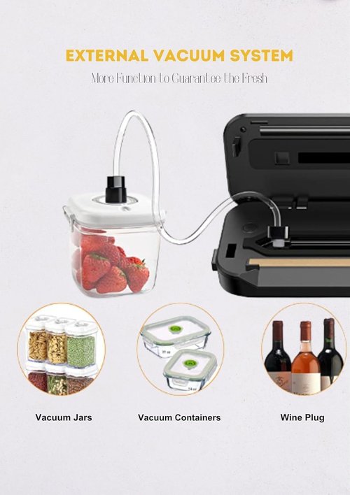 MEGAWISE Vacuum Sealer Machine 2025 - Powerful One-Touch Automatic Design | Seals in 10-20 Seconds | Includes 10 Vacuum Bags & Built-in Cutter