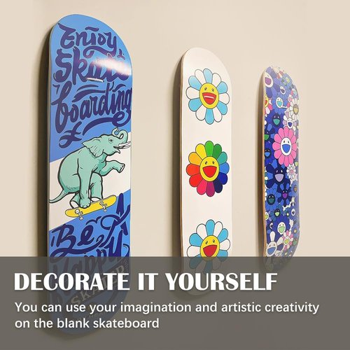 ROKENPOY 3 PCS Blank Skateboard Decks, 8 x 31 inch 7-Layer Maple Double-Tail Skateboard, Ideal for Painting, and Wall Decoration