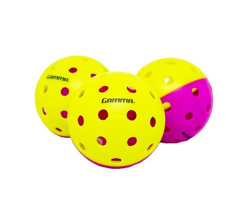 Gamma Two Tone Training Pickleball Balls, High Visibility Outdoor Pickleballs, Ideal for All Levels of Play, Green/Purple 12 Bag
