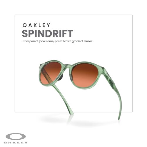 OAKLEY Spindrift OO9474 947413 52MM Transparent Jade/Prizm Brown Gradient Round Sunglasses for Women+ Bundle Accessory Leash Kit, Microfiber Pouch