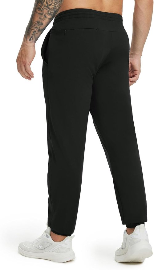 M MAELREG Men's Fleece Joggers - Warm, Water-Resistant Pants with Zipper Pockets for Golf & Gym