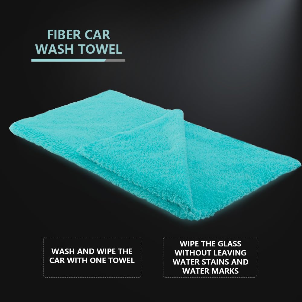 SPTA Microfiber Drying Towels - 6 Pack Super Plush Edgeless Car Wash Towels, 16.1x17.7 in, Teal Blue | 420GSM