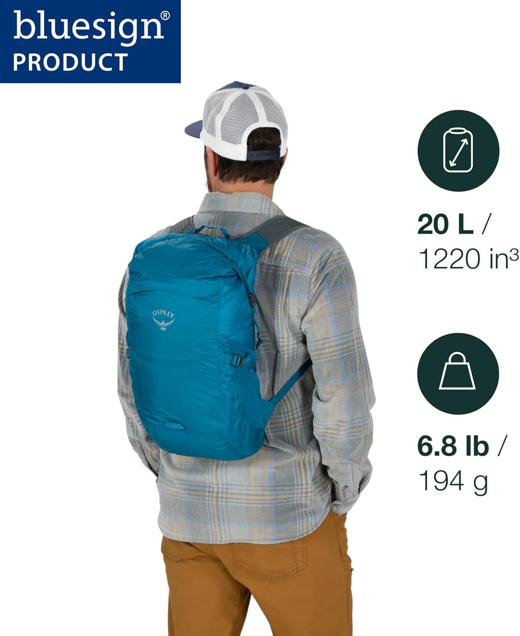 Osprey Ultralight 20L Dry Stuff Pack - Lightweight Waterproof Storage Solution, Black