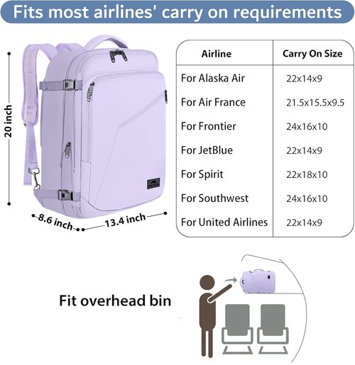 MATEIN Extra Large Purple Backpack - Water Resistant Travel Daypack for Women | Expandable Suitcase for Hiking & Gym