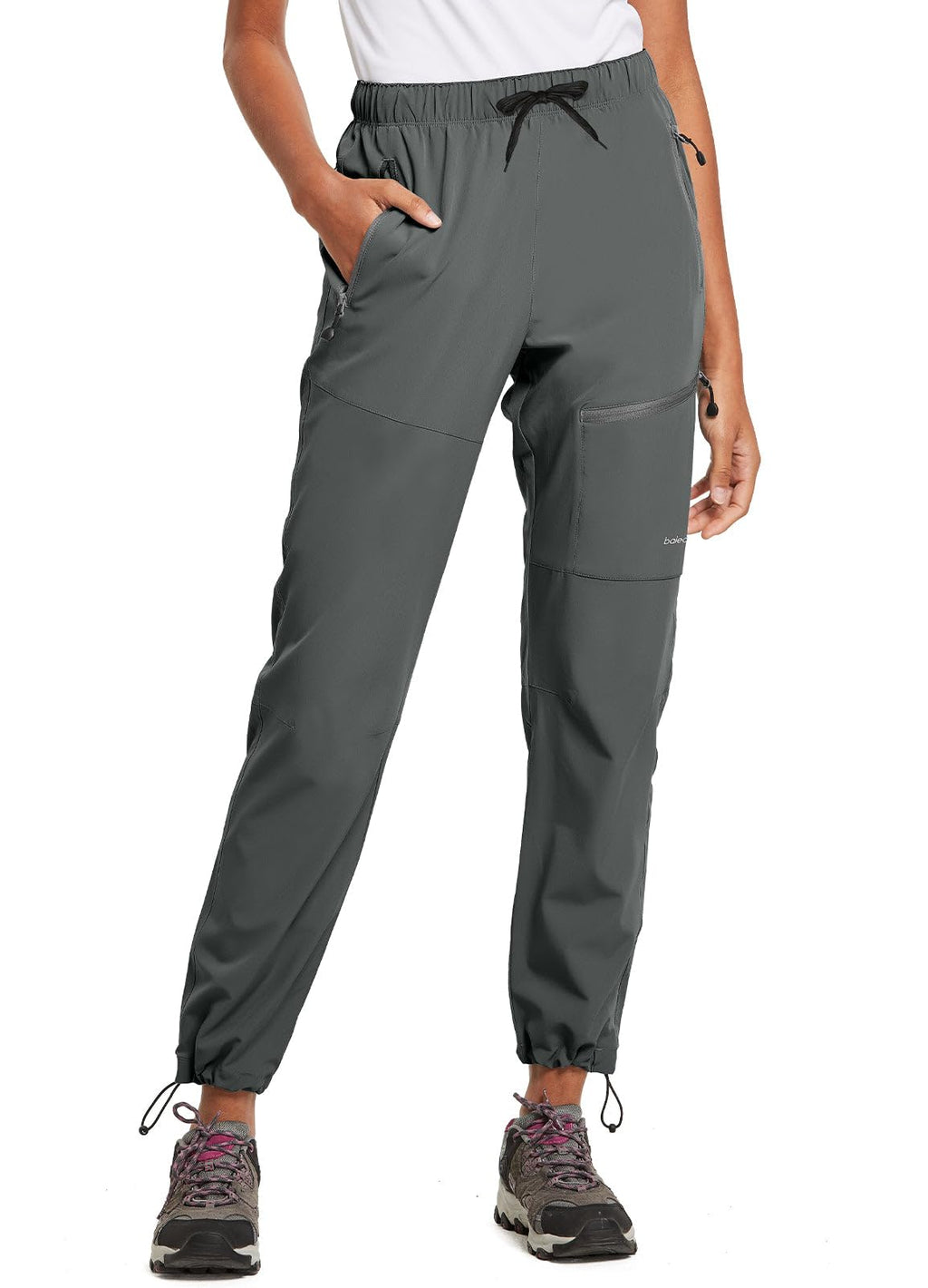 baleaf Women's Hiking Pants Quick Dry Lightweight Water Resistant Stretch Cargo Pants with Zipper Pockets Travel Camping 29''-Steel Gray S