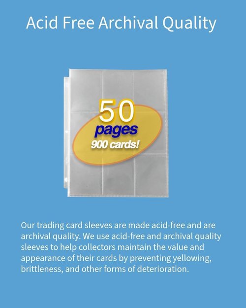 All Star Products 3-Pack Sports Trading Card Sleeves - 9 Pocket Pages for Baseball, Basketball & Football | Archival Quality Protection Sheets