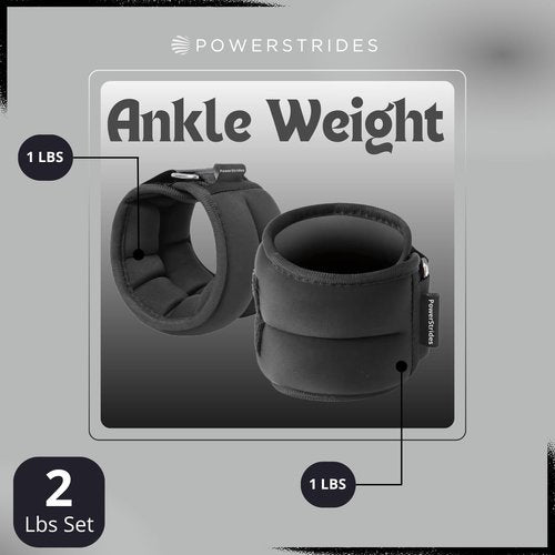 PowerStrides weighted bangles – Best wrist and ankle weights for men & women, 2lb (pounds) set (1 lbs each), ideal weight workout for arm with straps. Perfect for hand, leg & pilates workouts