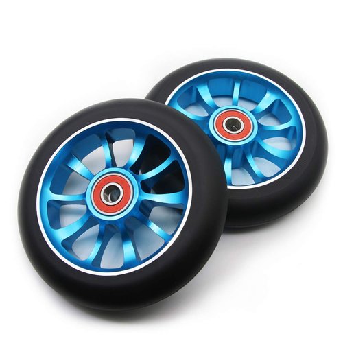 Z-FIRST 2PCS Replacement 110mm Pro Scooter Wheel with ABEC 9 Bearings Fit for MGP/Razor/Lucky Pro Scooters (Blue)