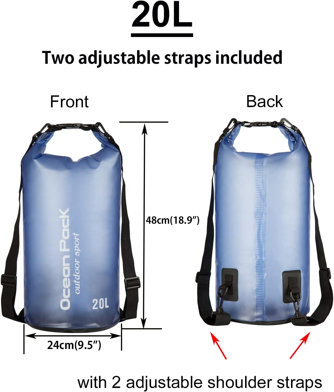 Skiennix Waterproof Dry Bag - 20L Roll Top Backpack for Kayaking & Boating | Blue