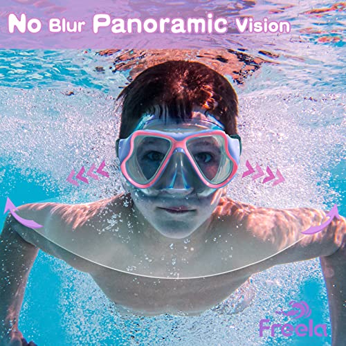 Kids Swim Goggles with Tempered Glass Lenses 180° View and Nose Cover - Purple (1pcs)