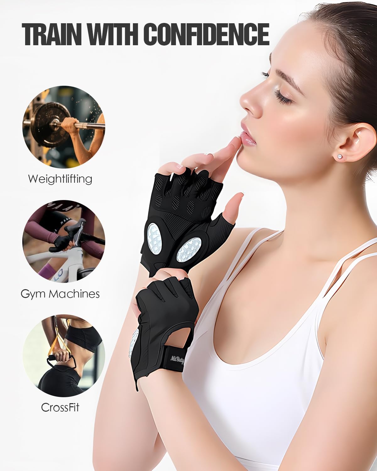 Regine Switzerland Workout Gloves - Fingerless Gym Gloves with Silicone Grip Dots & Palm Padding for Weight Lifting